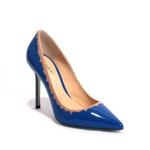 ITALIAN Royal Blue Beige Patent Leather Heel Pump